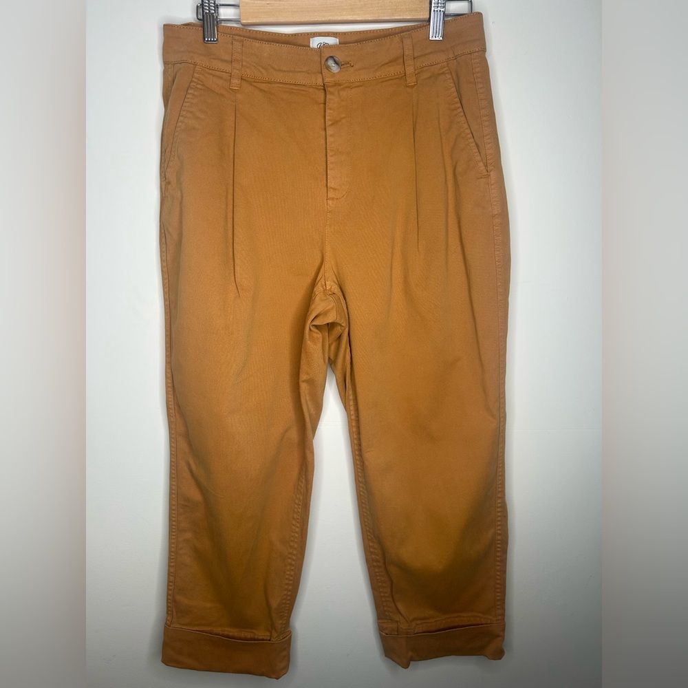 J Crew Mustard Pleated Crop Chinos Women’s Size 8 Boyfriend